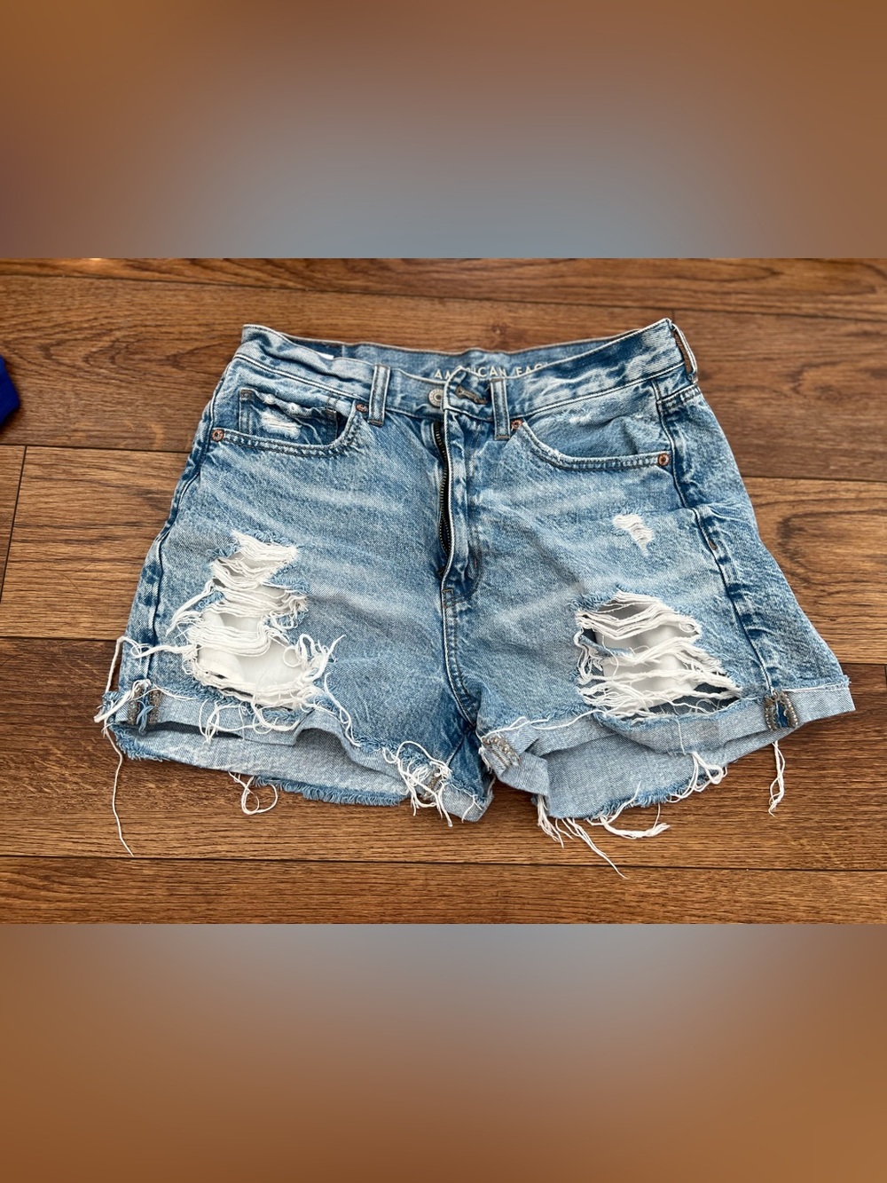 American Eagle Outfitters Light Blue Distressed Denim Cutoff Shorts